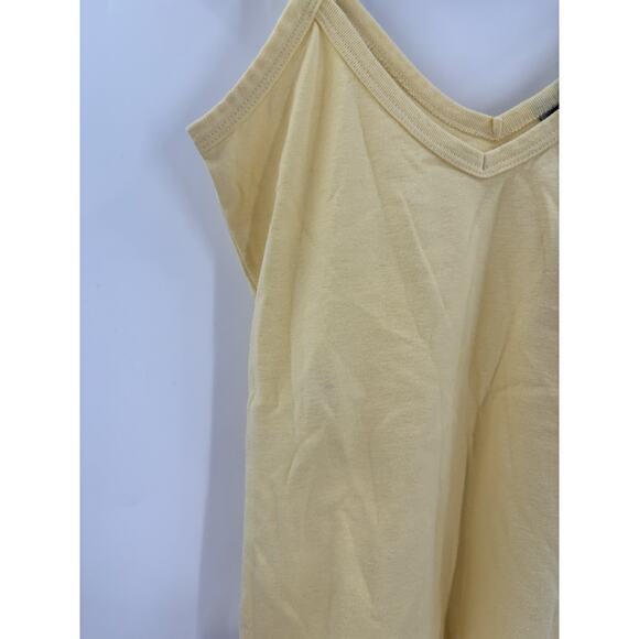 Moda International Tank Top Womens Small Yellow V Neck 100% Cotton Y2K Sheer - Picture 3 of 15